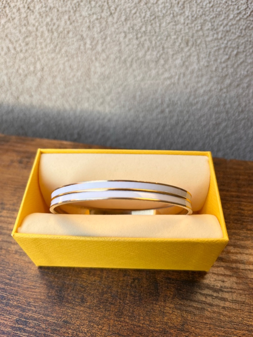 Vintage Monet White and Gold Layered Enamel Bangle